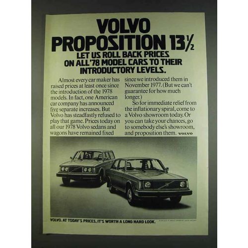 1978 Volvo Car Ad - Proposition 13 1/2