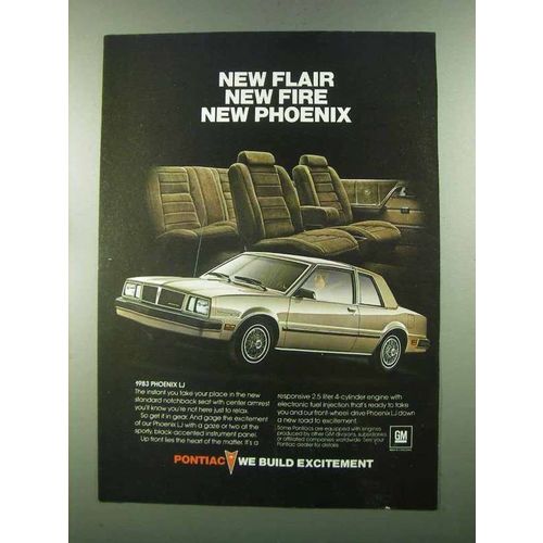 1983 Pontiac Phoenix LJ Car Ad - New Flair New Fire