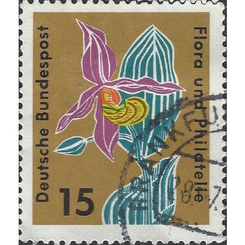 GERMANY, FLOWER, Cypripedioide, brown 1963, 15pf, #5