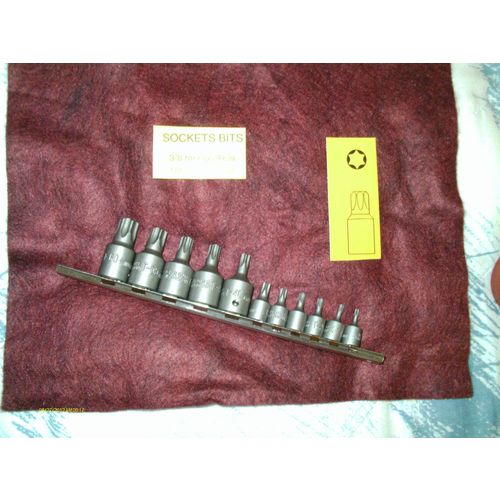 11 piece Torx Bit Set 1/4 & 3/8 Drive T-10-15-20-25-27-30-40-45-50-55-60 w/Rack