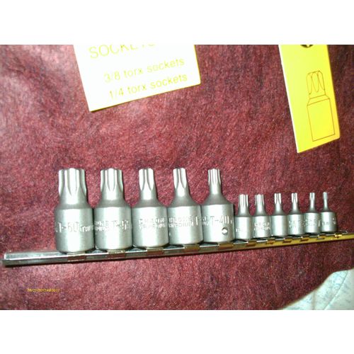 11 piece Torx Bit Set 1/4 & 3/8 Drive T-10-15-20-25-27-30-40-45-50-55-60 w/Rack