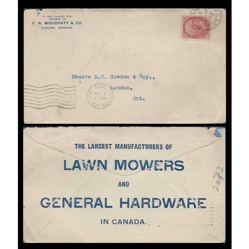 Canada Victoria Illustrated Numeral 1902 Quelph to London, Hardware, Lawn Mowers