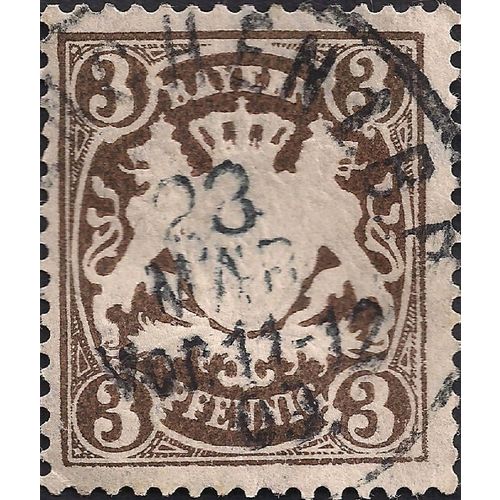 GERMANY, BAVARIA, Lions Rampant Emblem, brown 1900, 3Pf, #2