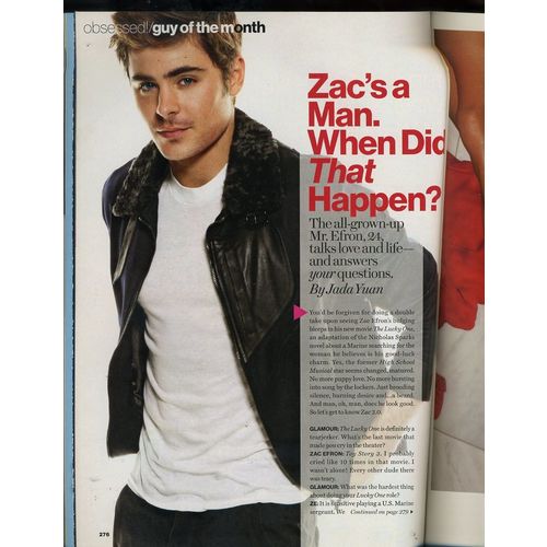 Glamour Magazine AMANDA SEYFRIED 2012 Sex, Shopping, Guys ZAC EFRON, CHRIS PINE