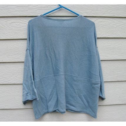 Pure Jill Kimono Blue Sweater Top Womens Small Cotton Cashmere Boxy