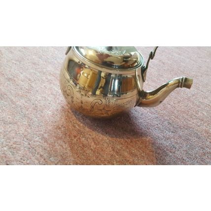 Vintage, Engraved Brass Teapot / Kettle, Excellent Condition