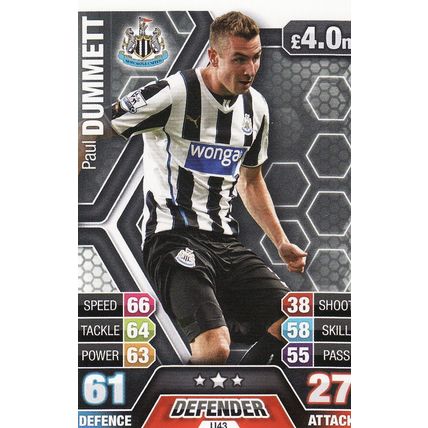 Match Attax 2013/2014 Extra U43 Paul Dummett Newcastle United