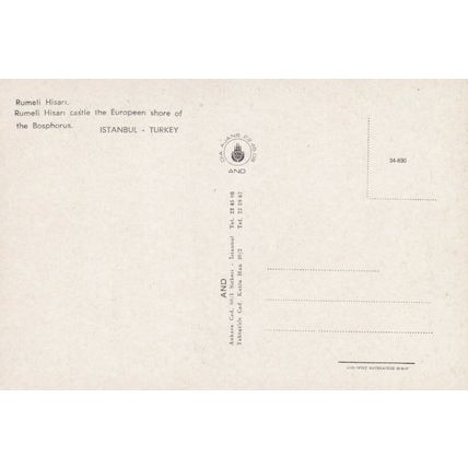 Rumeli Hisari Turkey Postcard unused VGC