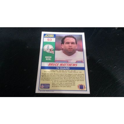 1990 Score Football Card # 093 Bruce Matthews Excellent-Mint (6) Houston Oilers