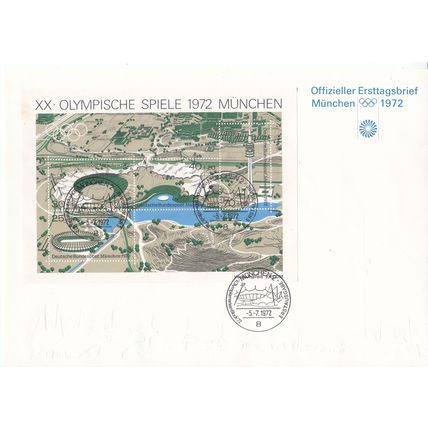 GERMANY BUND [1972] MiNr 0723-26 Block 7, I ( FDC ) [01] Olympiade Plattenfehler