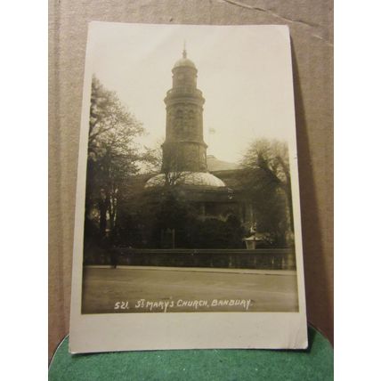 ST. MARY'S CHURCH, BANBURY, OXON. used vintage postcard RP .. 1938 pm =