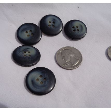 WW5 5 Dark Blue Coat Buttons 23mm 15/16 Inch Resin Swirl Sewing Crafting