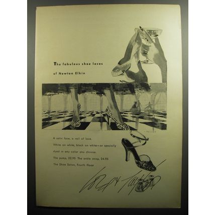 1951 Lord & Taylor Newton Elkin Shoes Ad - The fabulous shoe laces