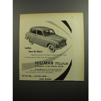 1951 Hillman Minx Car Ad - Ladies love its lines