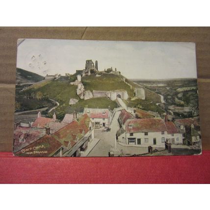 CORFE CASTLE, DORSET used antique postcard 1910 pm summit series #
