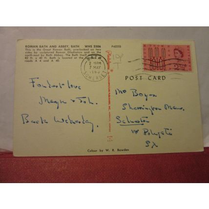 ROMAN BATH & ABBEY, BATH. SOMERSET used vintage postcard 1963 pm =