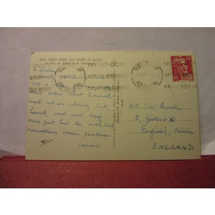 MONT-DORE LES BAINS, FRANCE used vintage postcard 1951 pm =