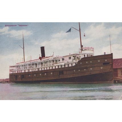 ZAYIX Postcard Great Lakes Passenger Steamer SS Indiana at dock c1910 VO Hammon