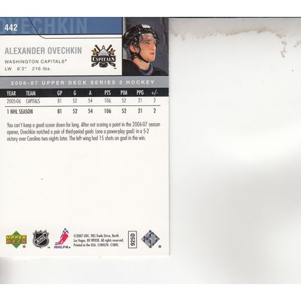 ALEXANDER OVECHKIN 2007 AUTOGRAPHED WASHINGTON CAPITALS STANLEY CUP CHAMPION LW