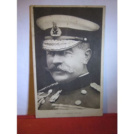 LORD KITCHENER smiles, unused antique postcard by Photochrom politics WW1 =