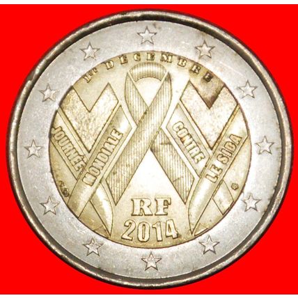 AIDS: FRANCE ★ 2 EURO 2014 UNC NON-PHALLIC TYPE!★LOW START★NO RESERVE