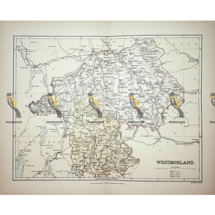 Westmorland, England, Map, Book Illustration (Print), 1895