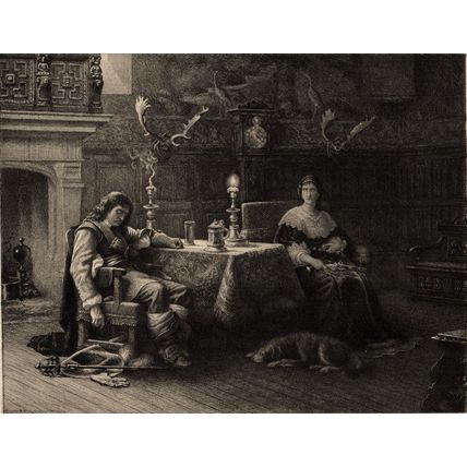 CROMWELL AT RIPLEY CASTLE 1914 George Woolliscroft Rhead Rudolf Lehmann ETCHING
