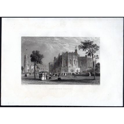 LANCASTER CASTLE 1858 Thomas Higham - Thomas Allom ANTIQUE ENGRAVING