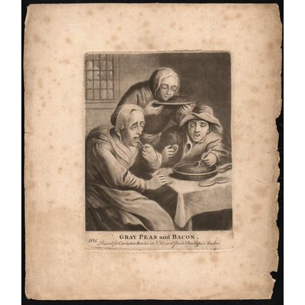 GRAY PEAS AND BACON 1790s Carington Bowles ANTIQUE MEZZOTINT