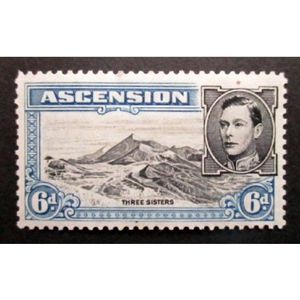 ASCENSION 1944 SG43b 6d BLACK AND BLUE PERF. 13 MINT MH