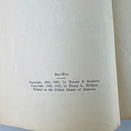 Ben-Hur by Lew Wallace Harper & Brothers New York 1922 Hardcover Edition Vintage