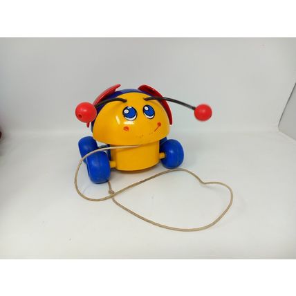 Vintage 1982 Fisher Price Toys Ladybird Wobble Toy Pull Along Springs