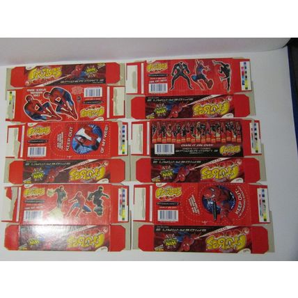 Spider-Man3 2007 Set of 6 Yoplait Frubes Boxes (empty) Different backs cut (p1)