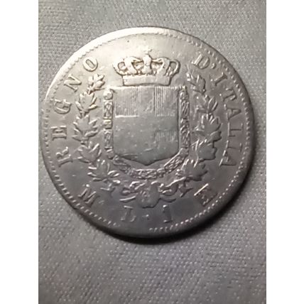 KINGDOM OF ITALY - 1 LIRA 1863 - MINT OF MILAN