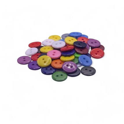 100Pcs 12mm Mixed Buttons Many Colours Flatback 2 Hole Resin Crafts Scrapbook