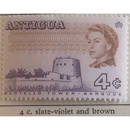 Antigua 1969 4c Violet & Brown Mounted Mint MM SG184ab stamp Martello Tower