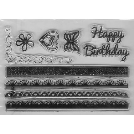 A6 Birthday Borders Stamp Set. Stamping Cardmaking Scrapbooking Crafts