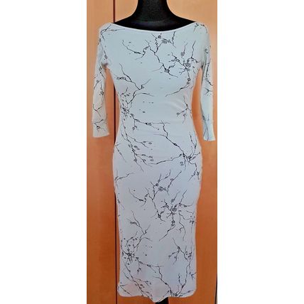 TFNC Bodycon Dress Light Grey Pattern Double Layer Mesh Size 10 12 UK Lot