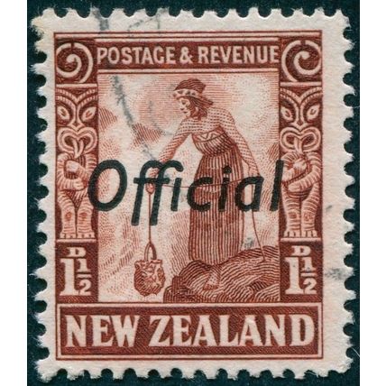New Zealand 1936 1½d red-brown Perf 14x13½ Official SGO122 used