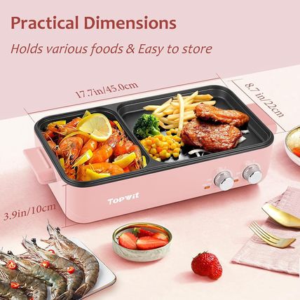 Topwit Hot Pot Electric with Grill, 2 in 1 Indoor Non-Stick for Steaks, Shabu Sh