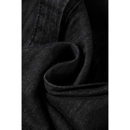 Black Chambray Ruffled 3/4 Sleeve Tiered Split V Neck Mini Dress