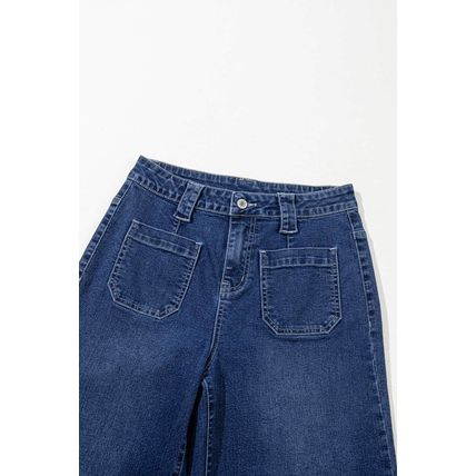 Sail Blue Wide Leg Pocketed High Waist Jeans