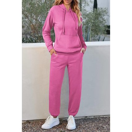 Bonbon Solid Color Fleece Lined Drawstring Hoodie with Pocket