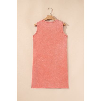 Flamingo Mineral Wash Tank Mini Dress with Pockets