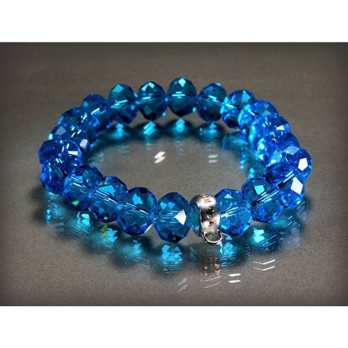 Lovely Blue Swarovski Crystals Bracelet Bangle 12mm Beads Jewellery 2387