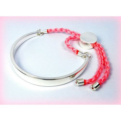 Fine Half Circle Silver Plated Bracelet Bangle Adjustable Cord Jewellery 2518