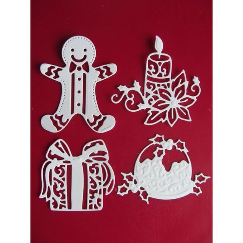 8 x Tonic Die Cuts Gingerbread man, Festive Gift, Candle & Xmas Pudding