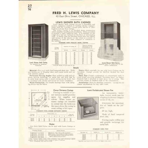 fred h lewis company 1938 shower bath casings vintage catalog