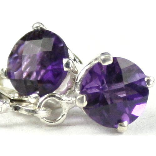 Amethyst, 925 Sterling Silver Leverback Earrings, SE017