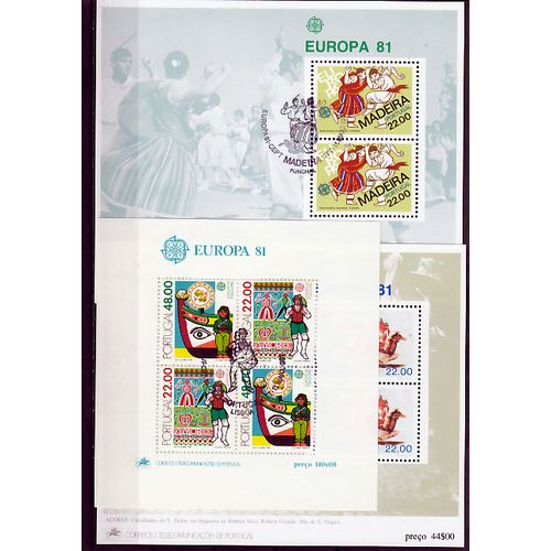 Portugal. Madeira. Azoren. blokken Europa Cept 1981 gestempeld